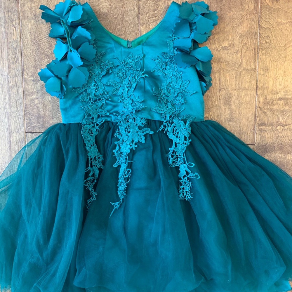 Girls emerald green dress